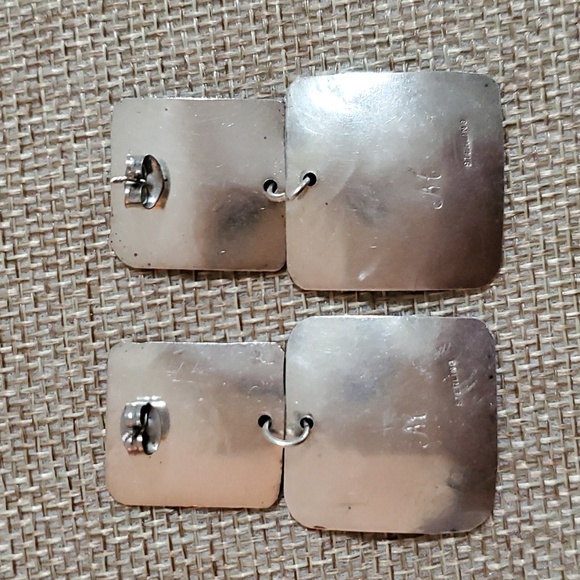 Sterling Dangling Squares Earrings - Picture 3 of 4